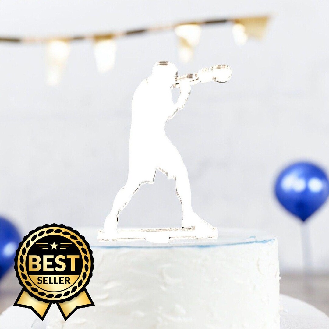 Boxer Cake Topper: Acrylic Silhouette, Custom Engraving Available - Etsy