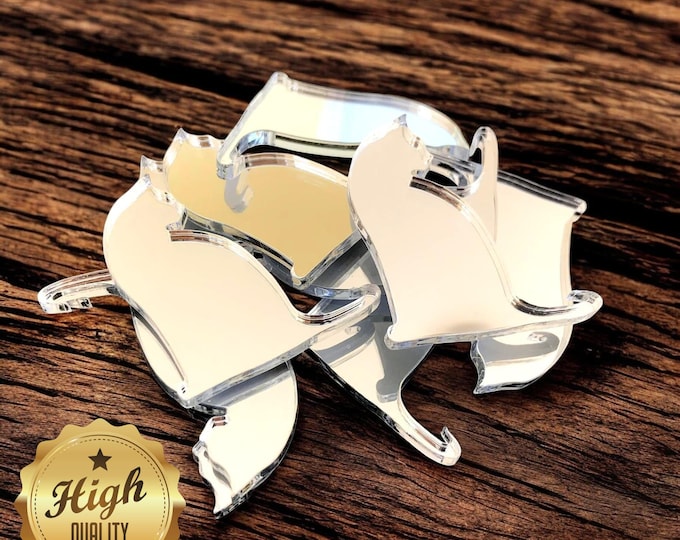 Cat Shaped Crafting Mirrors: Acrylic Animal Shapes, Custom Colors (Pack of 10)