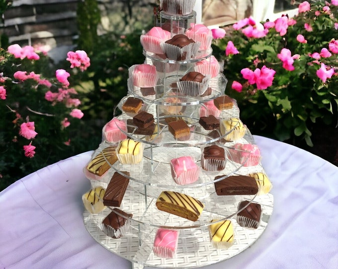 Hors d'oeuvre Canape Round or Square Party Stands, Your Size Made to order, Clear or Colour Reusable Stands, Bespoke Engraving