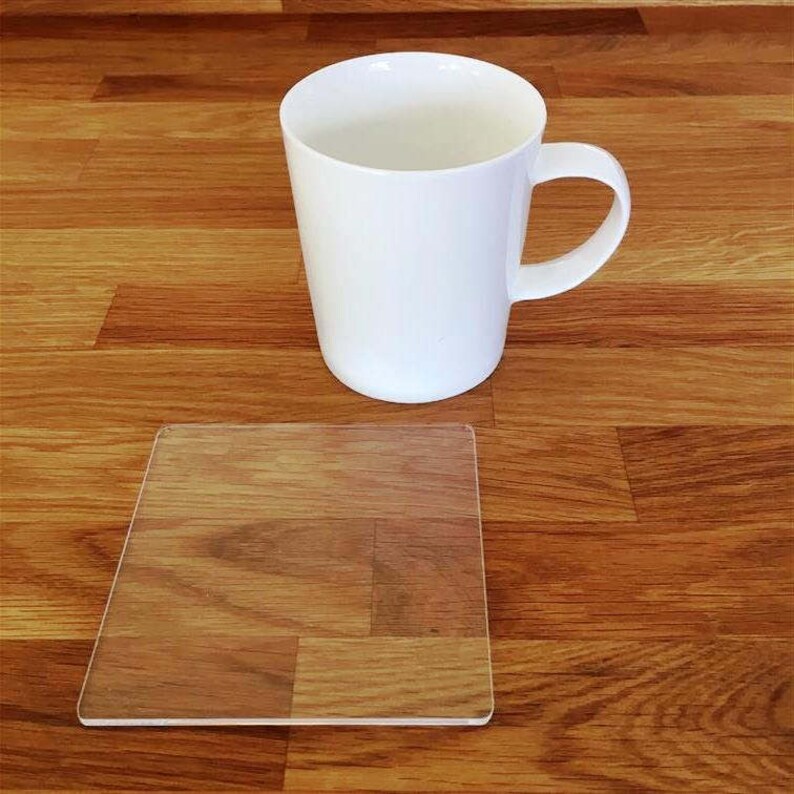 Square Clear Gloss Finish Acrylic Coasters Etsy