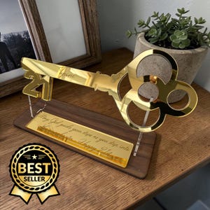 Personligt 3D-nyckeltroféställ, Anpassad text, Spegelpolerade kanter, Miljövänlig akryl