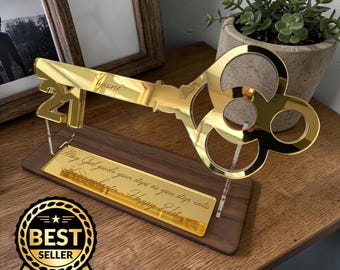 Personalized 3D Key Trophy Stand, Custom Wording, Mirror-Polished Edges, Eco-Friendly Acrylic