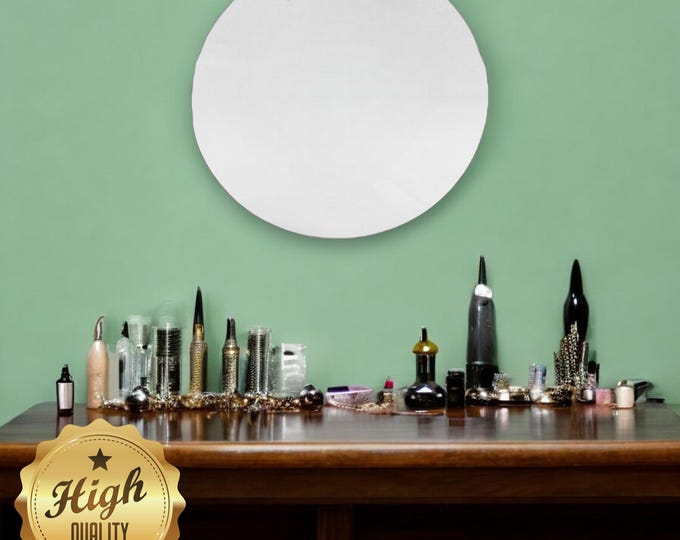 Round Circle Shaped Mirrors with White Backing & Hooks, Bespoke Shapes Made