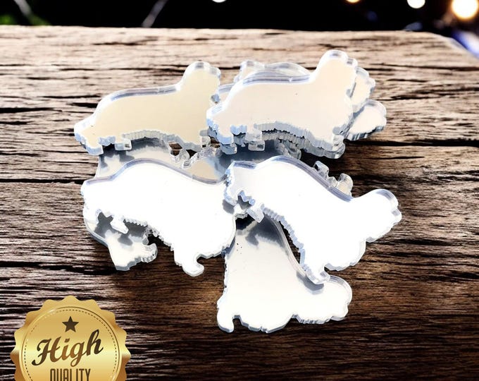 King Charles Dog Shaped Crafting Mirrors, Custom Colours, Woods, Sizes, Shapes, (Holes for Jewellery or hoops for invites) Packs of 10