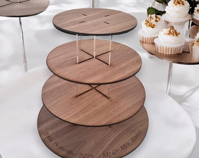 Oak Veneer Cake Stand: Round or Square, Multi-Tier Wedding Party Display