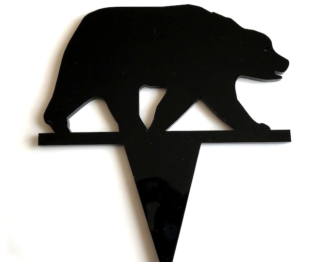 Grizzly Bear Cake Topper: Recycled Acrylic, Custom Colors