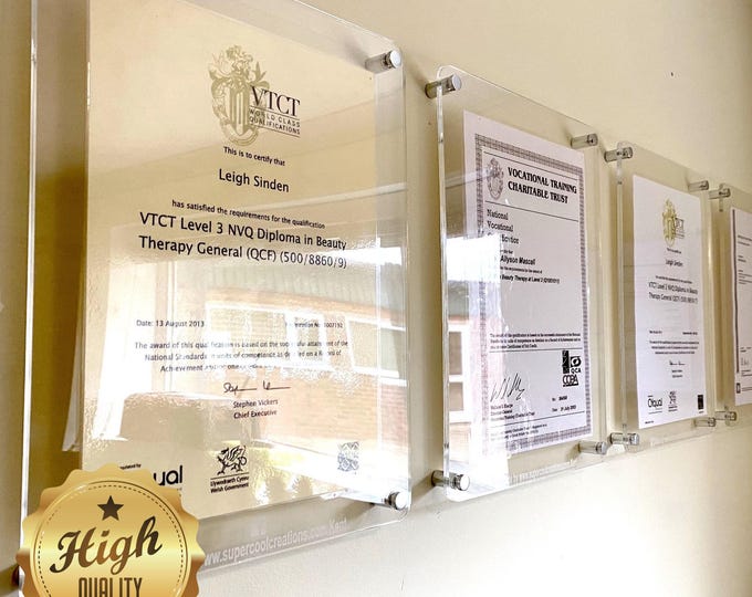 Custom Acrylic Wall Frame – Wood Finish, Personalized Engraving, Made in UK