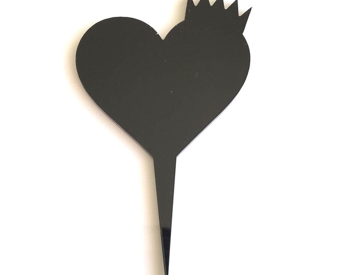 Heart and Crown Cake Toppers: Acrylic Cupcake Decorations