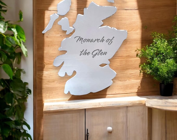 Custom Scotland Map Mirror: Unique Engraving, Handmade Acrylic Decor