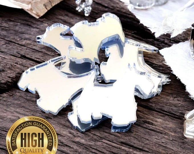 Scottie Terrier Dog Shaped Crafting Mirrors, Custom Colours, Woods, Sizes, Shapes, (Holes for Jewellery or hoops for invites) Packs of 10