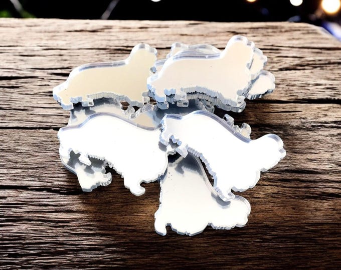 King Charles Dog Acrylic Crafting Mirrors: Custom Colors & Sizes (Pack of 10)