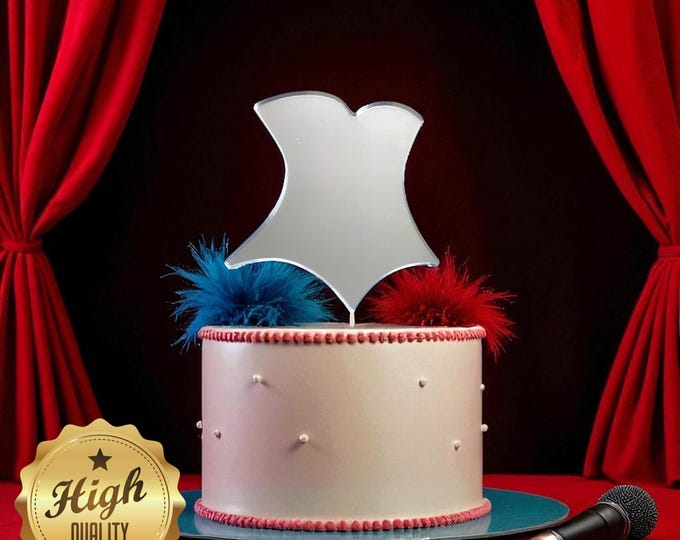 Burlesque dancing Bodice Cake Topper: Custom Cupcake Decorations, colours, engravings