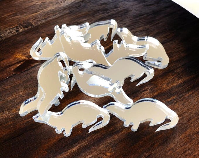 Otter Shaped Acrylic Crafting Mirrors: Custom Colors & Sizes (Pack of 10)