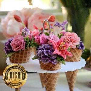 Suportes redondos para cones de sorvete/canapés com alça para festas e casamentos, tamanhos/formatos/cores personalizados