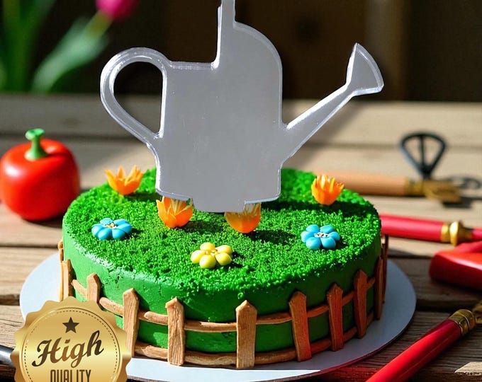 Watering Can Cake Topper - Eco-Friendly Acrylic, Custom Colors