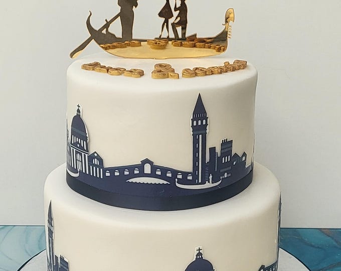 Gondola Engagement/Wedding Shaped Cake Toppers - Several Colour Options Available, Any Bespoke Style Made
