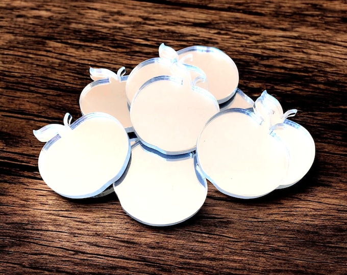 Apple Shaped Crafting Mirrors: Acrylic, Custom Colors, Packs of 10