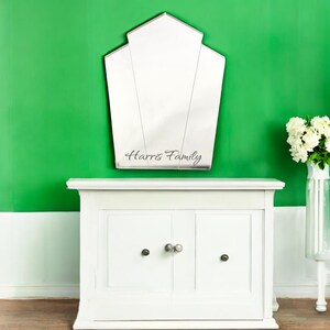 Art Deco Pentagon Fan Shaped Mirrors with White Backing & Hooks, Bespoke Shapes/Sizes Made