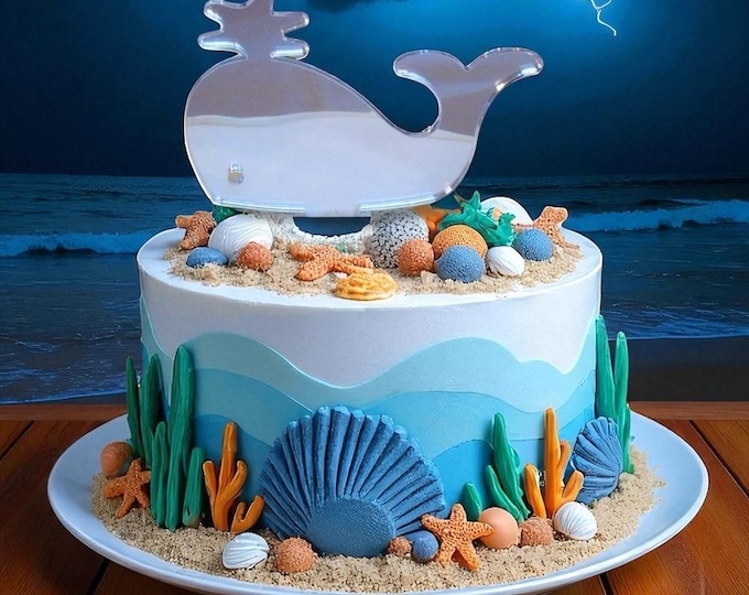 Whale Cake Topper: Acrylic Cupcake Toppers, Bespoke Style