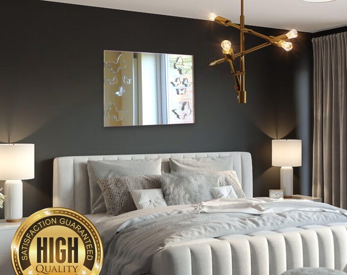Butterflies Design Rectangular Acrylic Mirrors, Custom Colours, Sizes, Shapes Large Sizes up to 80cm