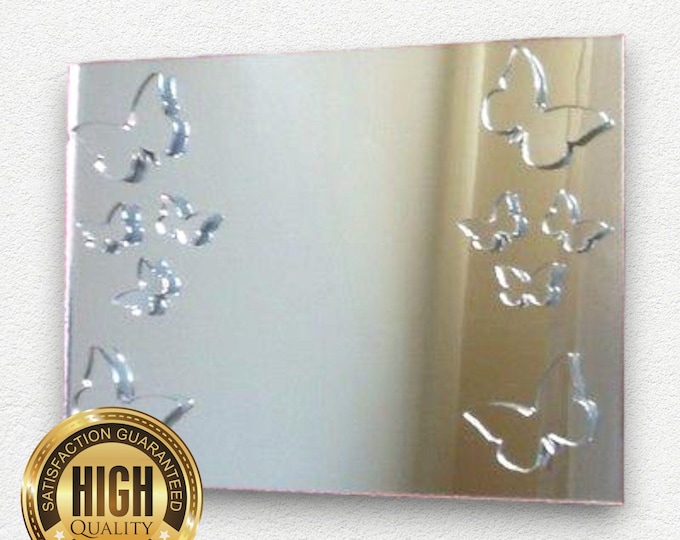 Butterflies Design Rectangular Acrylic Mirrors, Custom Colours, Sizes, Shapes Sizes up to 40cm