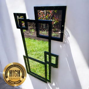 Block Framed Garden Mirrors, Custom Colours, Sizes up to 58cm, Engraving (Indoor & Outdoor Use)
