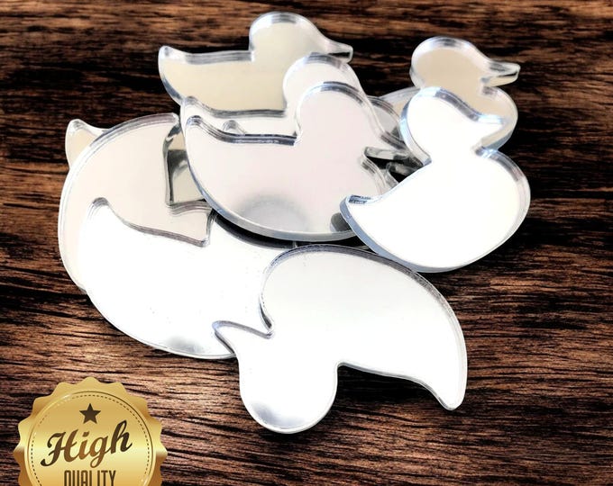 Duck Shaped Crafting Mirrors, Custom Colours, Woods, Sizes, Shapes, (Holes for Jewellery or hoops for invites) Packs of 10