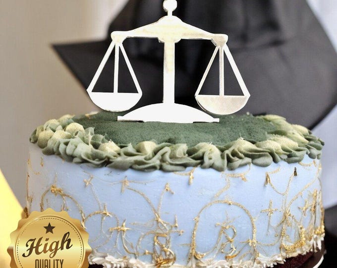 Scales of Justice Law Graduation Shaped Cake Toppers & Emblems - Custom Sizes, Colours and Woods