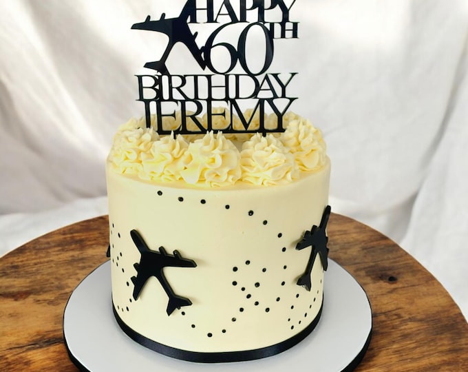 Aeroplane Name & Age Cake Toppers - Custom Colours Sizes, Shapes Made