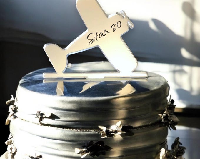 Bi-Plane Shaped Cake Toppers - Custom Colours, Bespoke Style Made, Engraving service