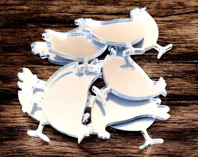 Chicken Acrylic Crafting Mirrors: Custom Colors & Sizes, Pack of 10