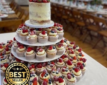 Bespoke wedding Cake and Cupcake Stand: White Wedding Party Display