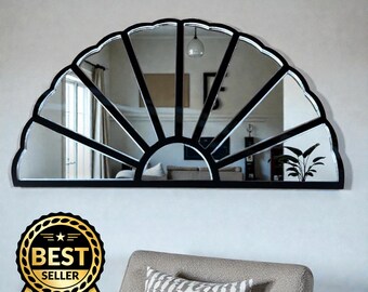 Art Deco Fan Mirror – Shatterproof Acrylic, Custom Frame, Eco-Friendly Design