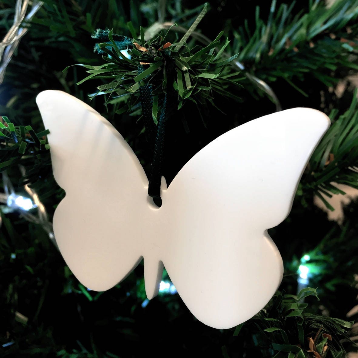 Butterfly Christmas Xmas Tree Decorations In White Red Lime