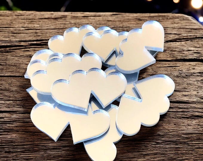 Heart Shaped Acrylic Crafting Mirrors: Custom Colors & Sizes (Pack of 10)