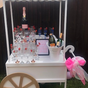 Wedding / Party Champagne / Prosecco Display Stands for flute glasses & Champagne Bottles. Custom Sizes/Colours/Shapes Made