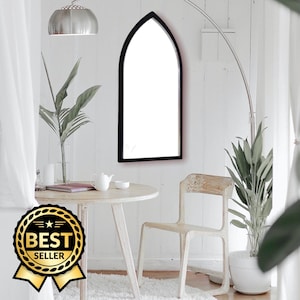 Gothic Arch Shaped Mirrors with a Colour Frame of your choice & Hooks, Bespoke Shapes Made