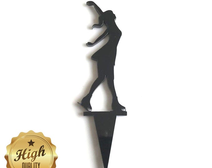 Custom Ice Skater Acrylic Cake Topper: Bespoke Design, Various Colors & Sizes
