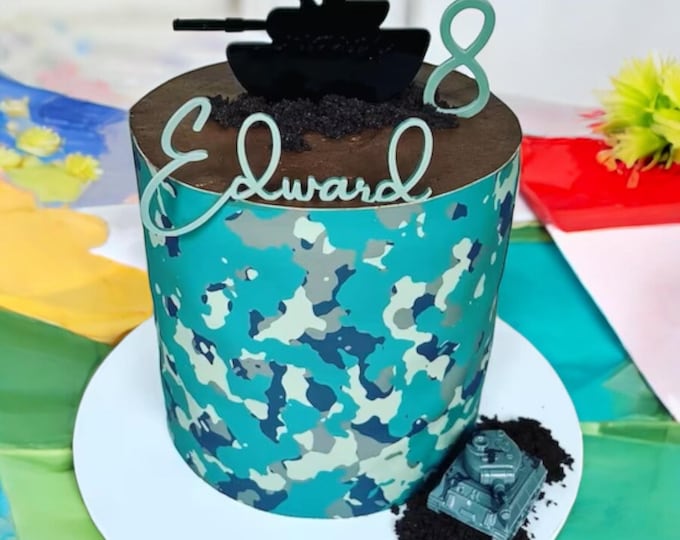 Army Tank Cake Topper: Bespoke Colors, Engraving