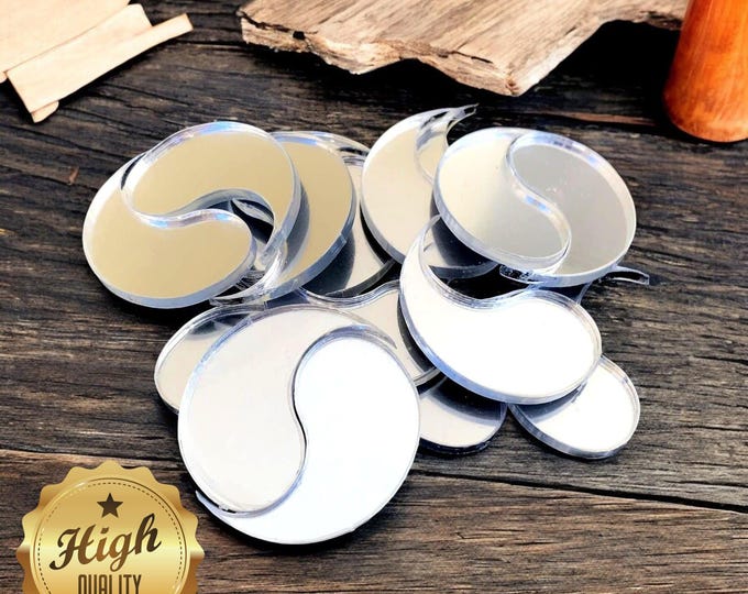 Yin Yang Shaped Crafting Mirrors, Custom Colours, Woods, Sizes, Shapes, (Holes for Jewellery or hoops for invites) Packs of 10