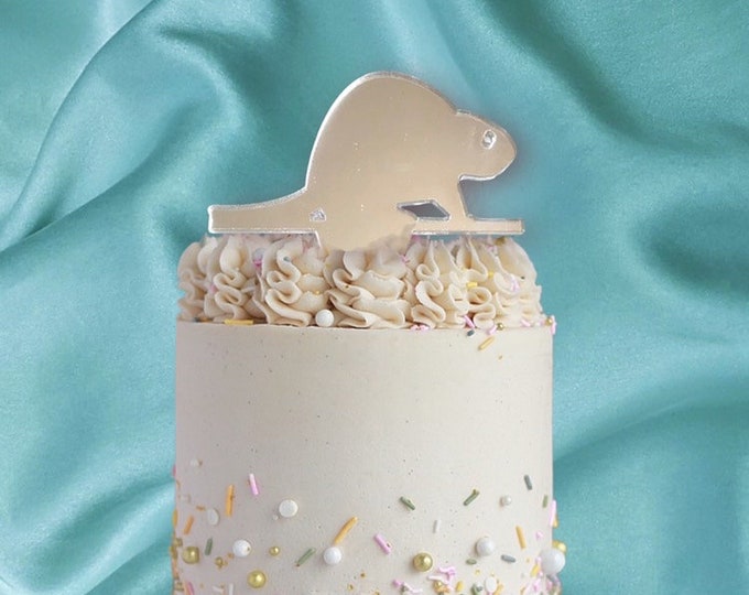 Beaver Cake Topper: Recycled Acrylic, Custom Colors