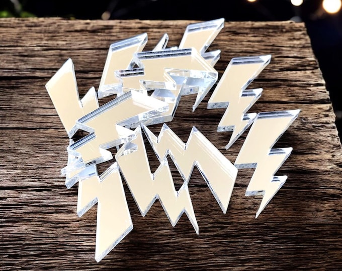 Lightning Bolt Crafting Mirrors: Acrylic Embellishments, Custom Colors (Pack of 10)