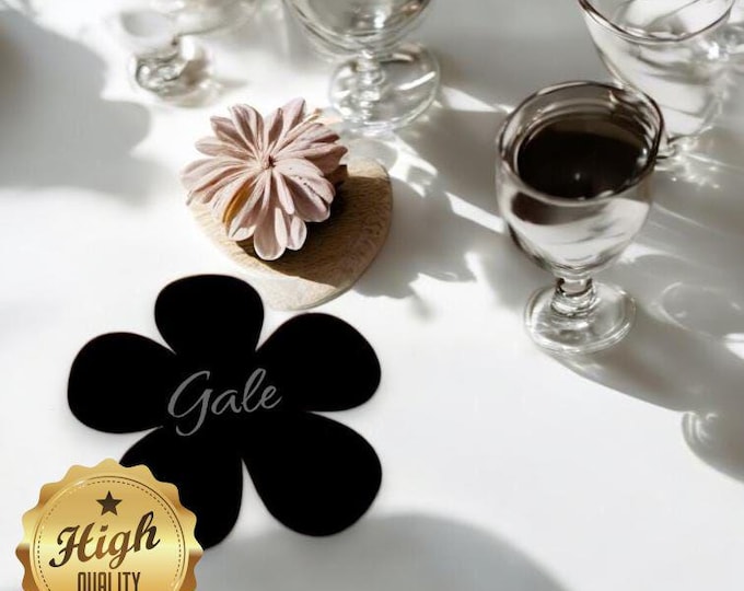 Daisy Flower Shaped Coasters, Custom Clear or Matt or Gloss Finish Colours, Sizes, Shapes (Engraving Services)
