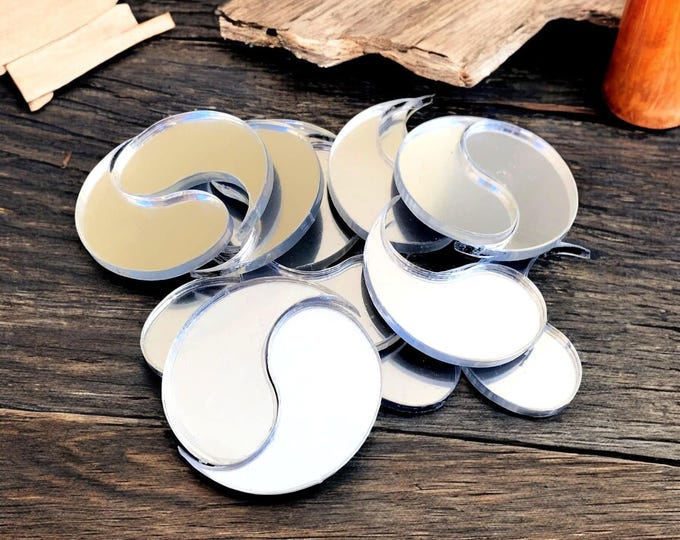 Yin Yang Acrylic Crafting Mirrors: Custom Colors, Sizes, Woods - Pack of 10