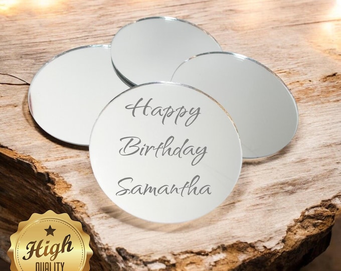 Round / Circle Mirrors for Crafting, Packs of Ten, Bespoke Sizes, 2mm Holes for Jewellery or Hoops for Hanging/Invites, Engraving Services
