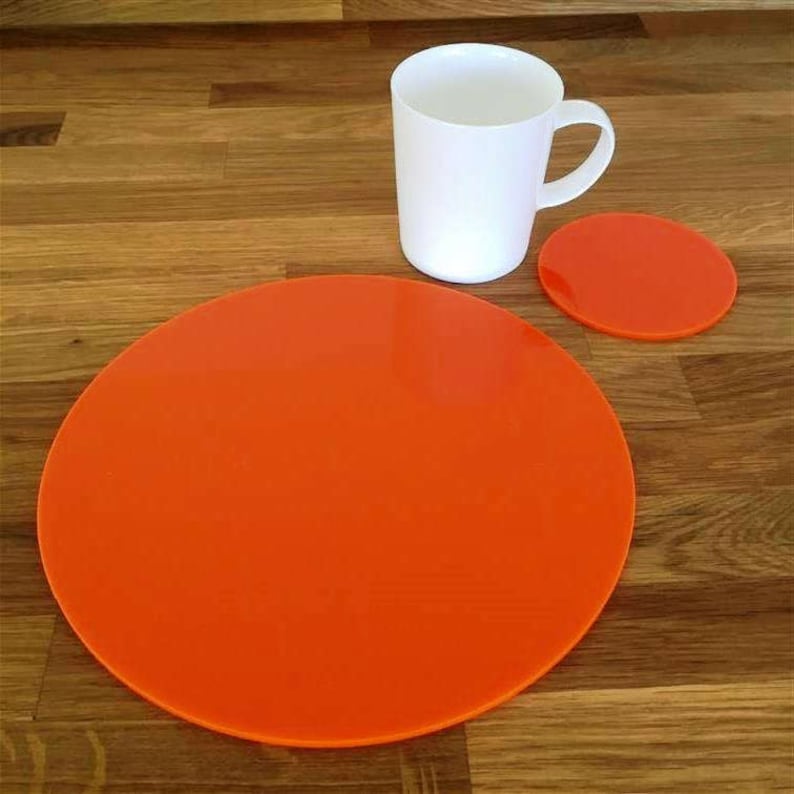 Round Placemats or Placemats & Coasters in Orange Gloss Etsy