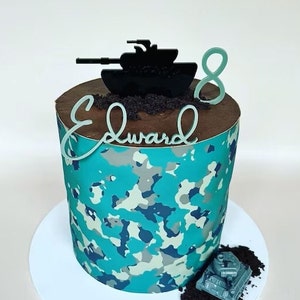 Army Tank Shaped Acrylic Cake Toppers & Cake Emblems - Many Colours and Engraving Services, Bespoke Shapes Made