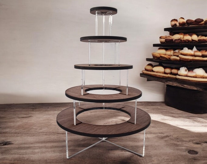 Custom Acrylic & Wood Display Stand: 5, 10, or 15 Tier