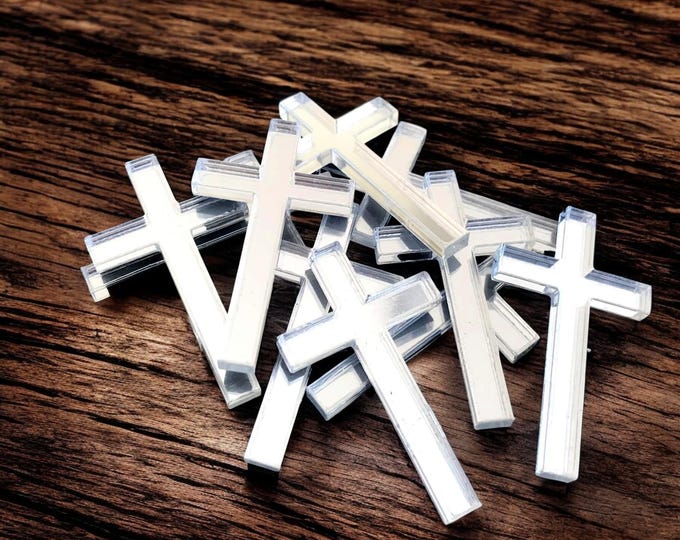 Christian Cross Acrylic Crafting Mirrors: Custom Colors, Sizes - Pack of 10