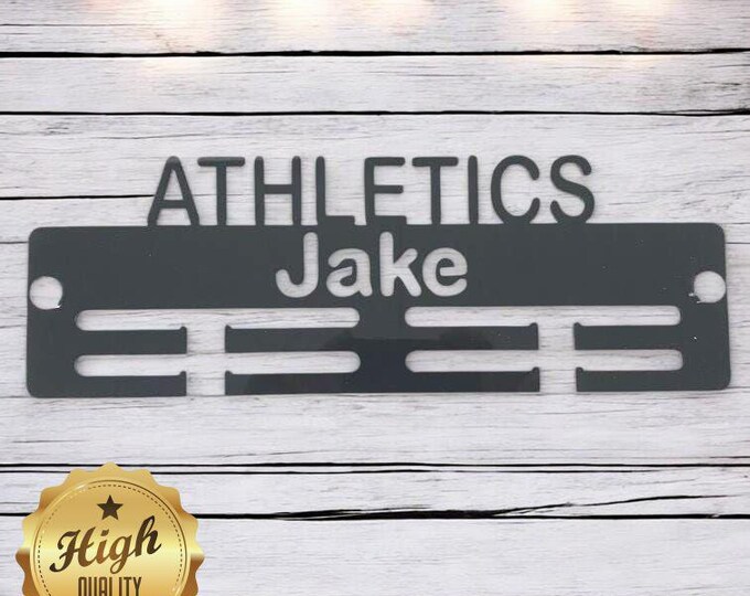 Athletics Medal Hangers, With Customised Name, Sport, Colours & Woods, Includes all Fixings, Large Sizes Made